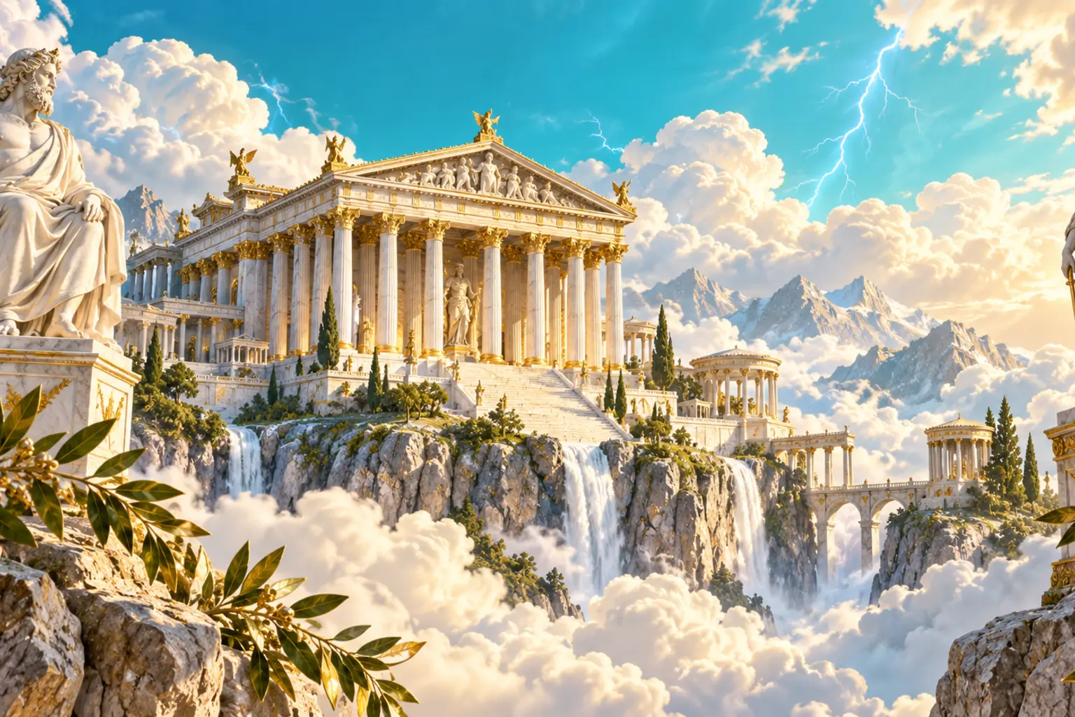 Original editorial illustration for Gates of Olympus Betway Zambia: Greek mythology slot guide